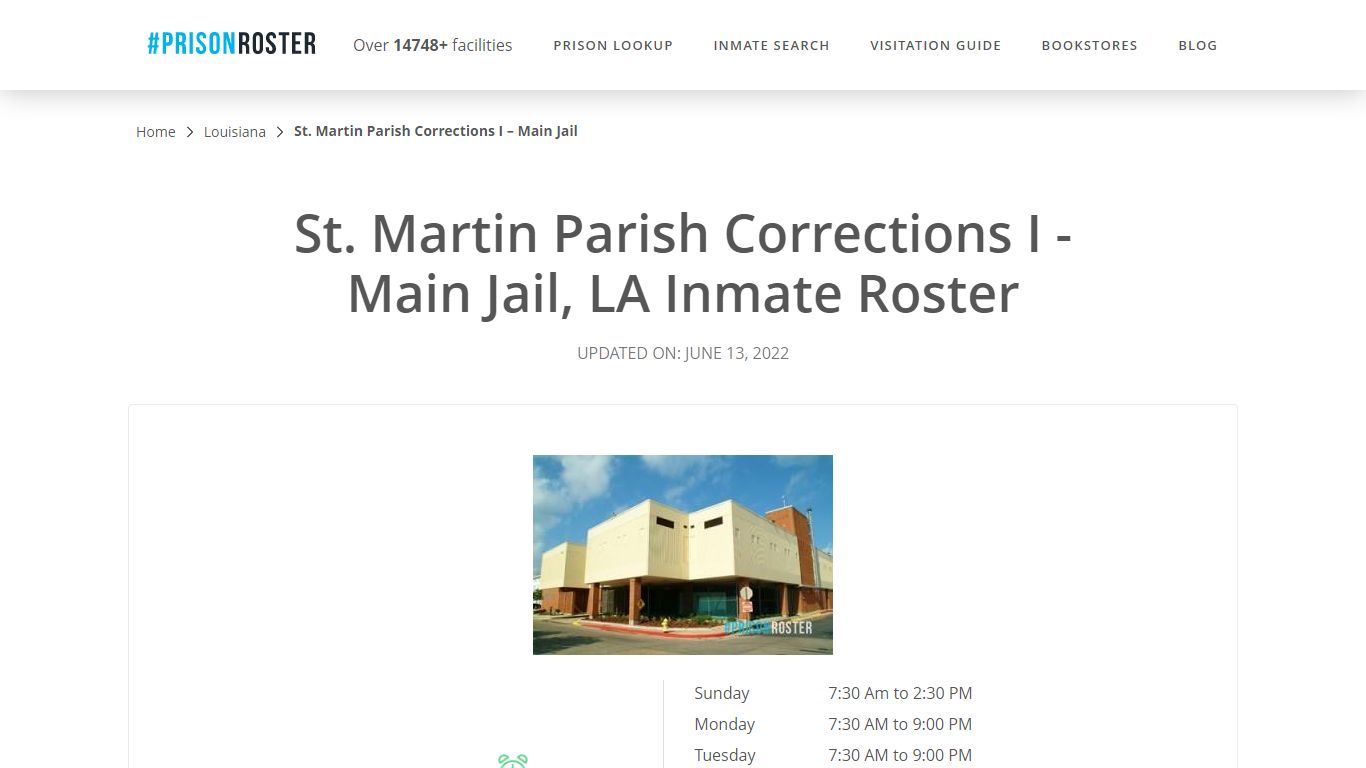 St. Martin Parish Corrections I - Main Jail, LA Inmate Roster